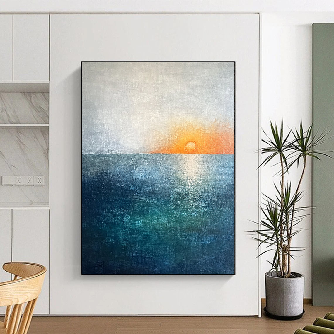 Minimalist Sea Sunset Art for Coastal Condo & Modern Café STSC094