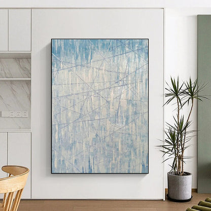 Blue - White Line Abstract Art for Minimalist Office & Modern Gallery DLZ0772
