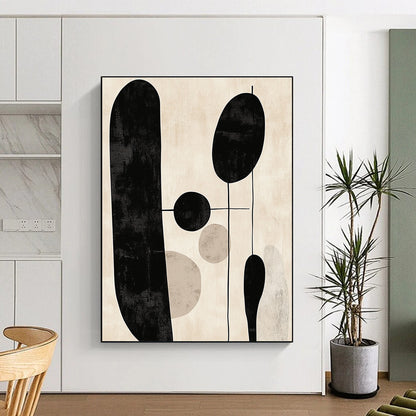 Black and Beige Geometric Shapes Art for Modern Minimalist Living Room & Contemporary Office STSC1330