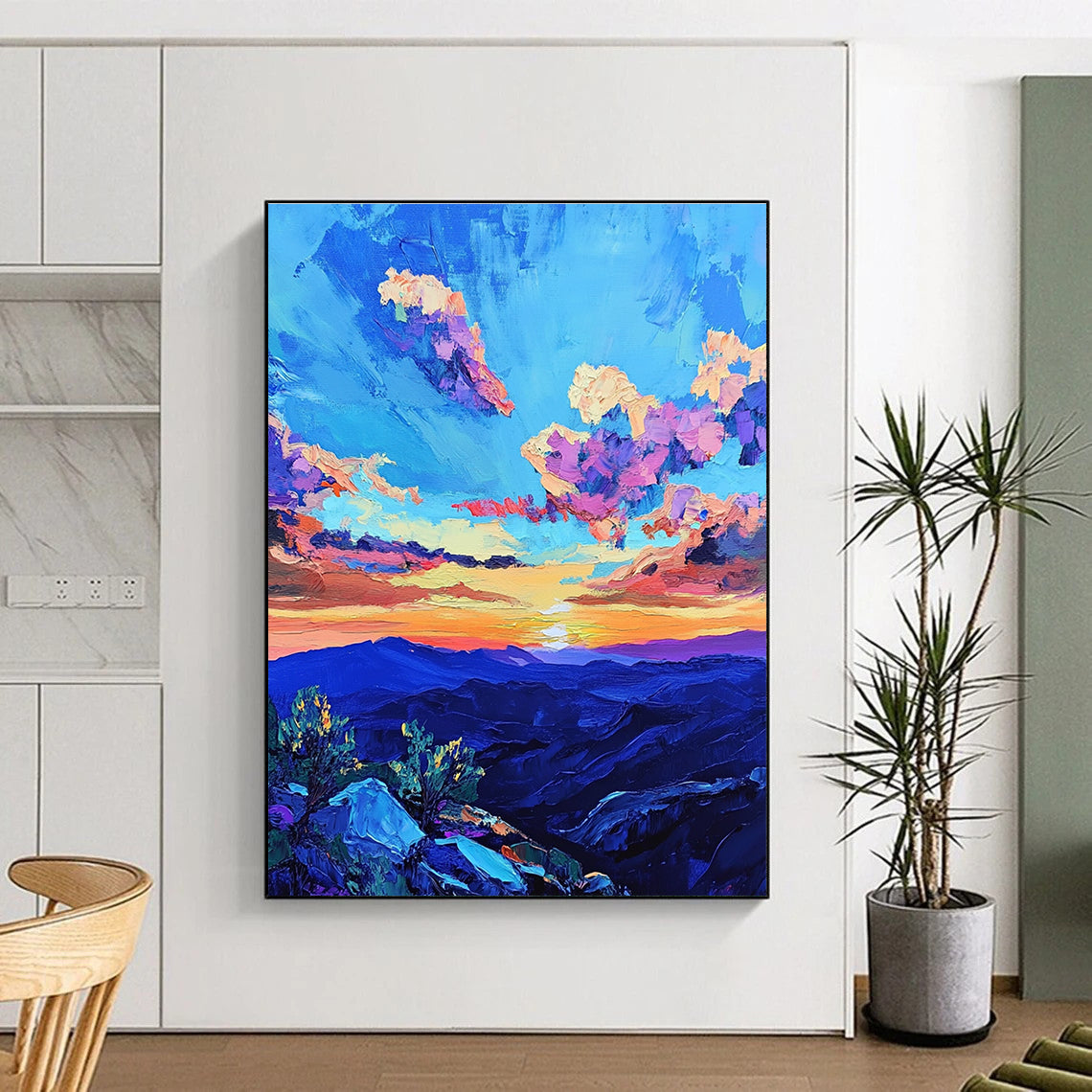 Colorful Mountain Sunset Vibrant Landscape Art for Adventure - Themed Home & Outdoor Enthusiast’s Living Room STSC1457