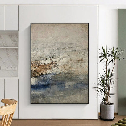 Gray - White - Brown - Blue Textured Art for Coastal Home & Nautical Art Lounge DLZ1873