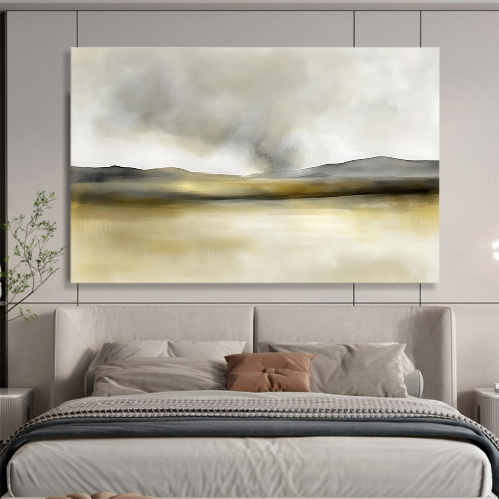 Gold Tonal Lake Art for Luxury Villa & Elegant Bedroom SC075