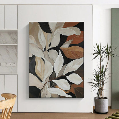 Neutral Leaf Art for Elegant Home Dining Room & Botanical - Themed Boutique DLZ1512