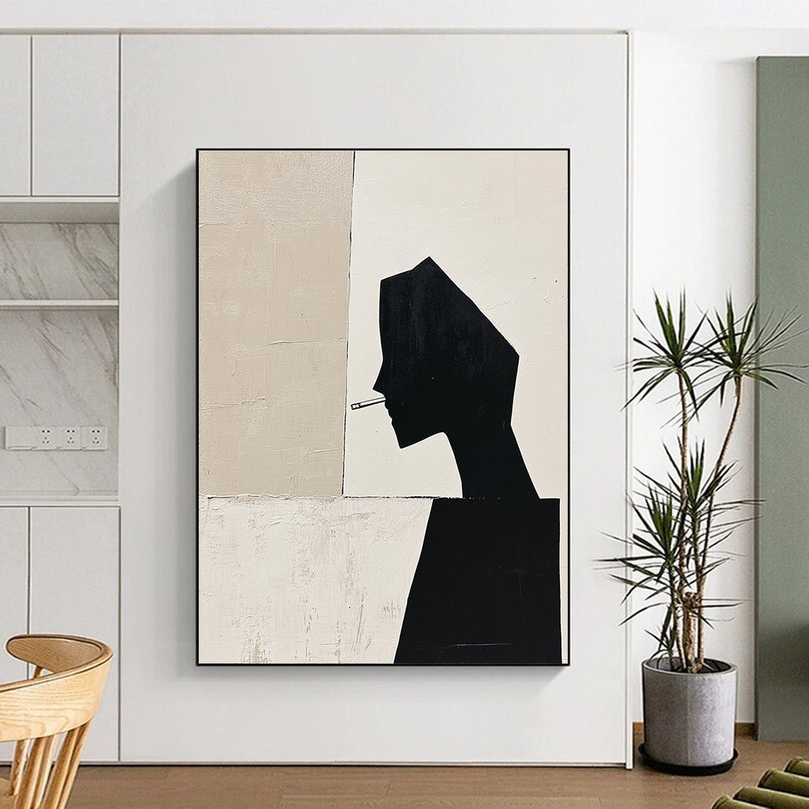 Silhouette with Cigarette Modern Abstract Portrait for Urban Art Café & Thought - Provoking Home Office STSC1486