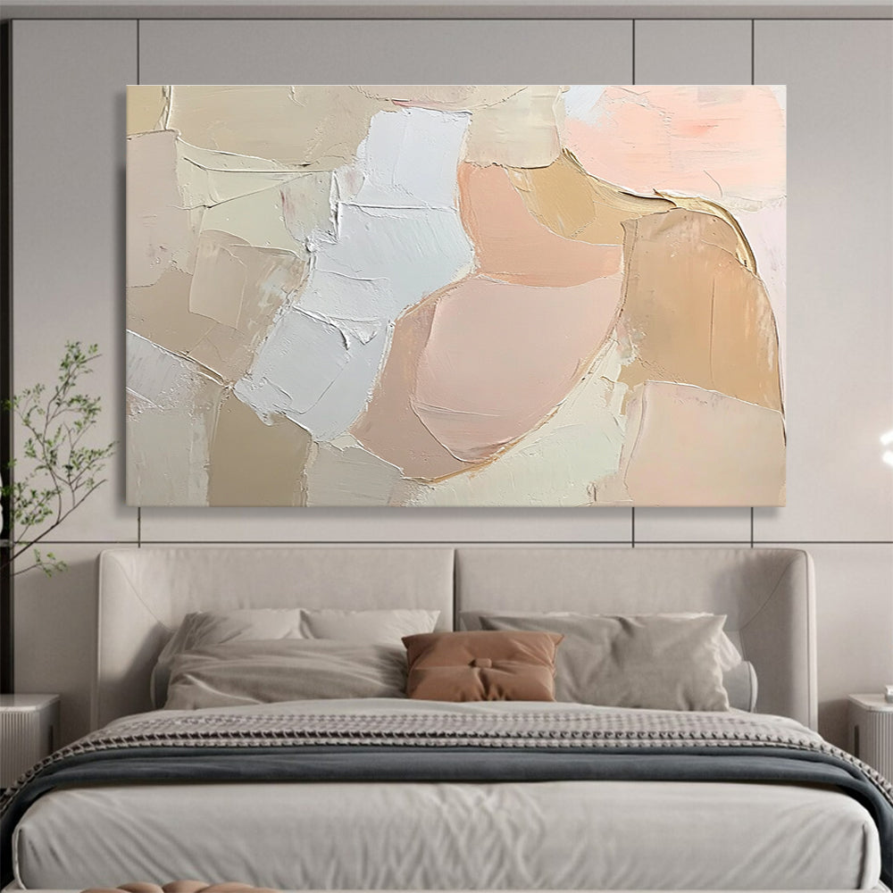 Soft Color Block Abstraction Art for Feminine Boudoir & Minimalist Café SC103