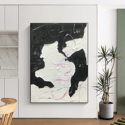 Black - Pink Abstract Art for Boutique Hotel Lobby & Edgy Café DLZ1654
