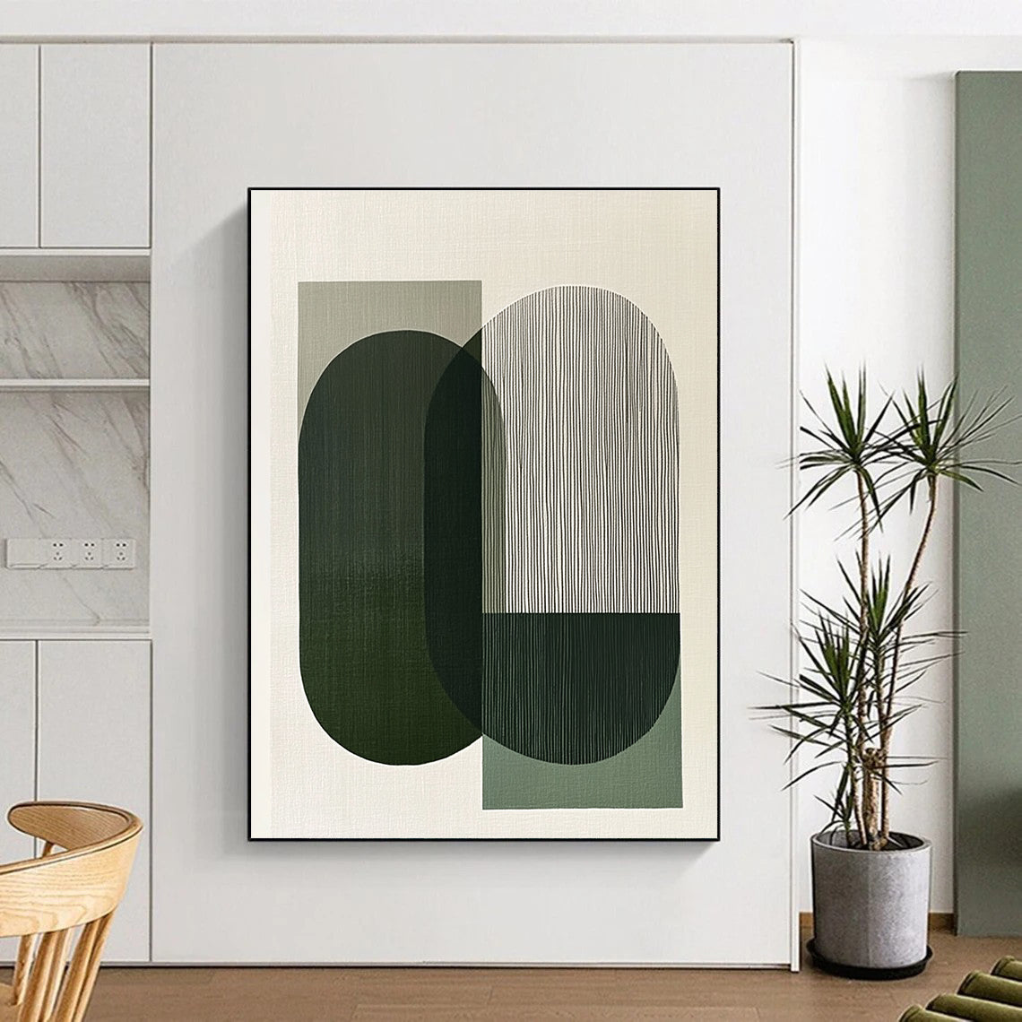 Green and Grey Geometric Shapes for Contemporary Office & Minimalist Living Room STSC1178