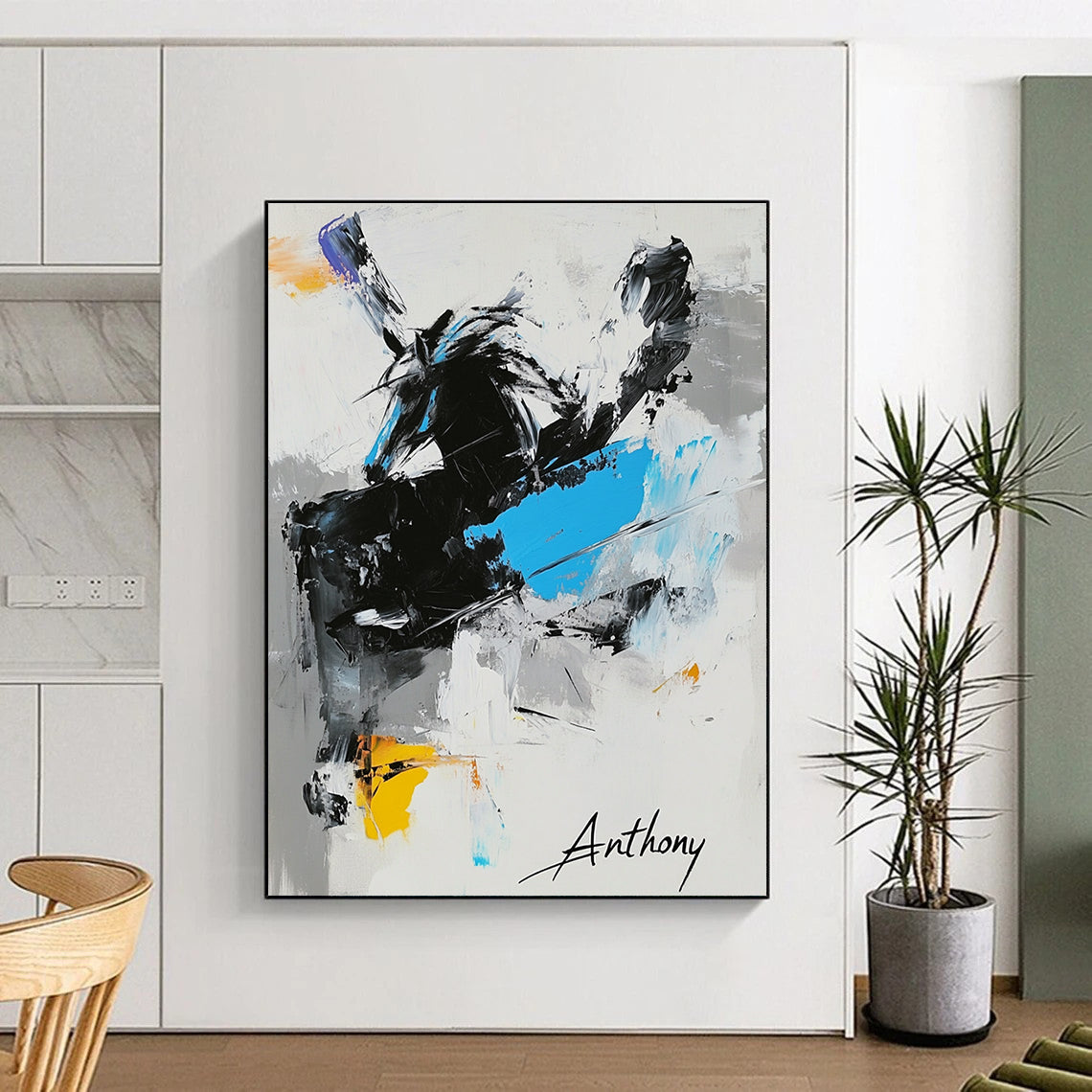 Abstract Black Horse for Equestrian - Themed Home & Bold Art Gallery STSC349