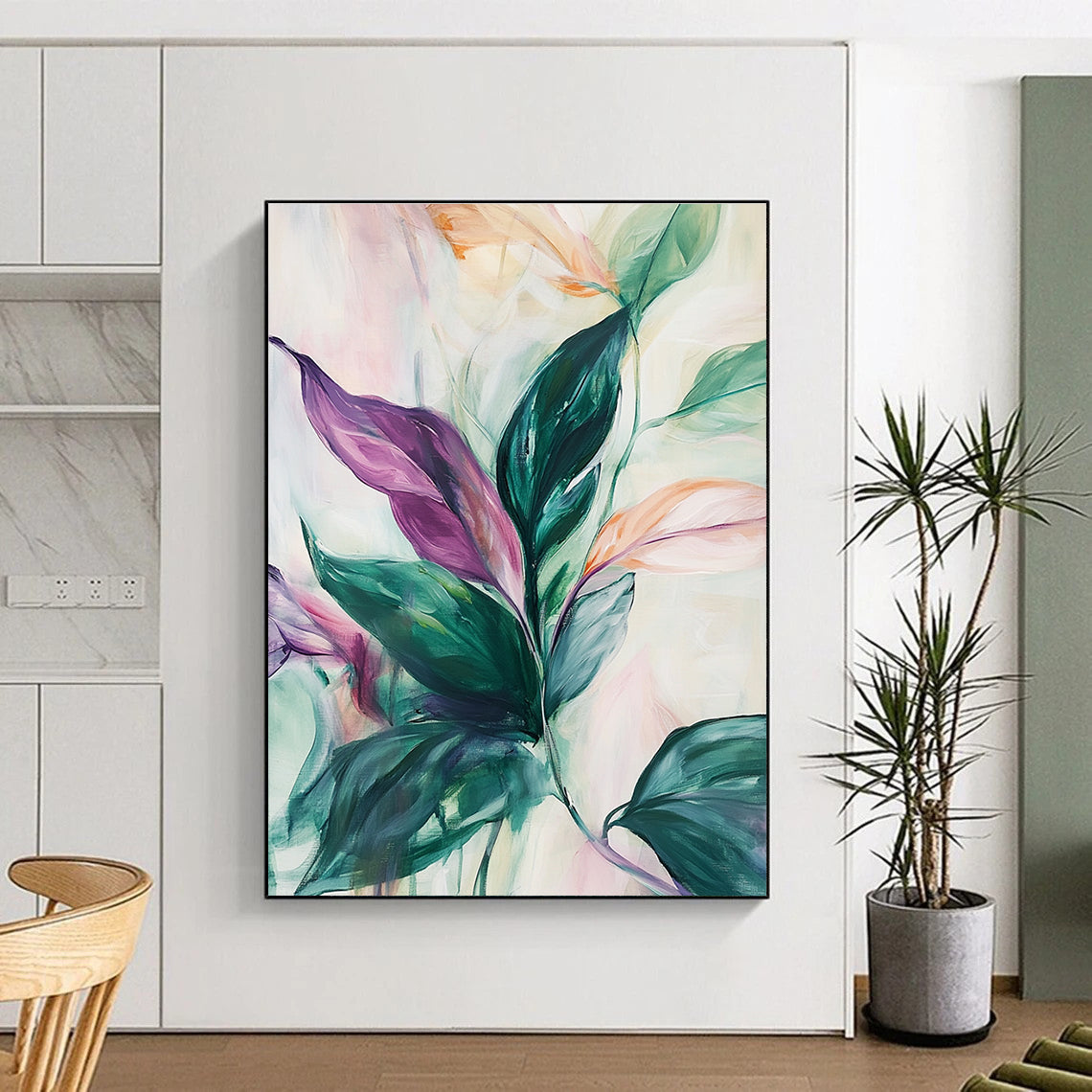 Painted Plant Leaves for Botanical Home Bathroom & Eco - Friendly Restaurant STSC1048
