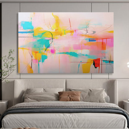 Pink - Colored Line Abstract Art for Cozy Reading Nook DLZ2884