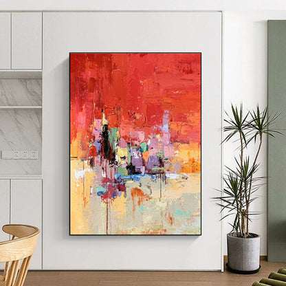 Red - Based Colorful Abstract Art for Living Room & Home Bar DLZ0466