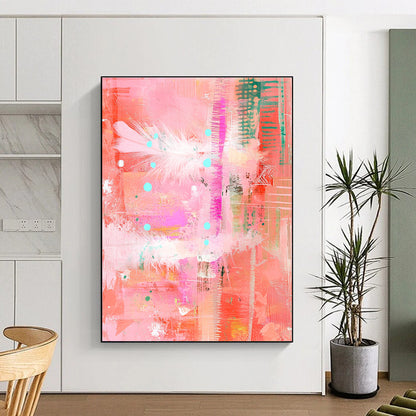 Pink Feather Abstract for Girly - Chic Home Office & Vibrant Art Café STSC455