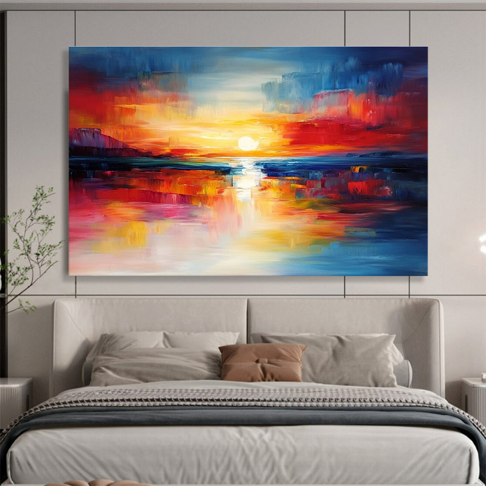 Colorful Sunset Art for Living Room & Beachfront Hotel SC561