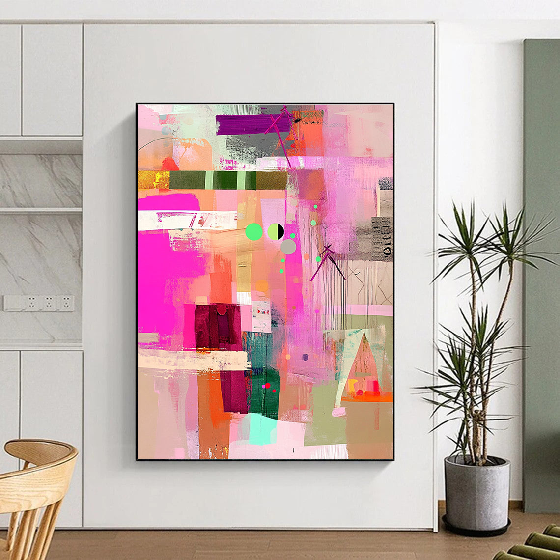 Colorful Collage Abstract for Bohemian Home & Art Studio STSC786