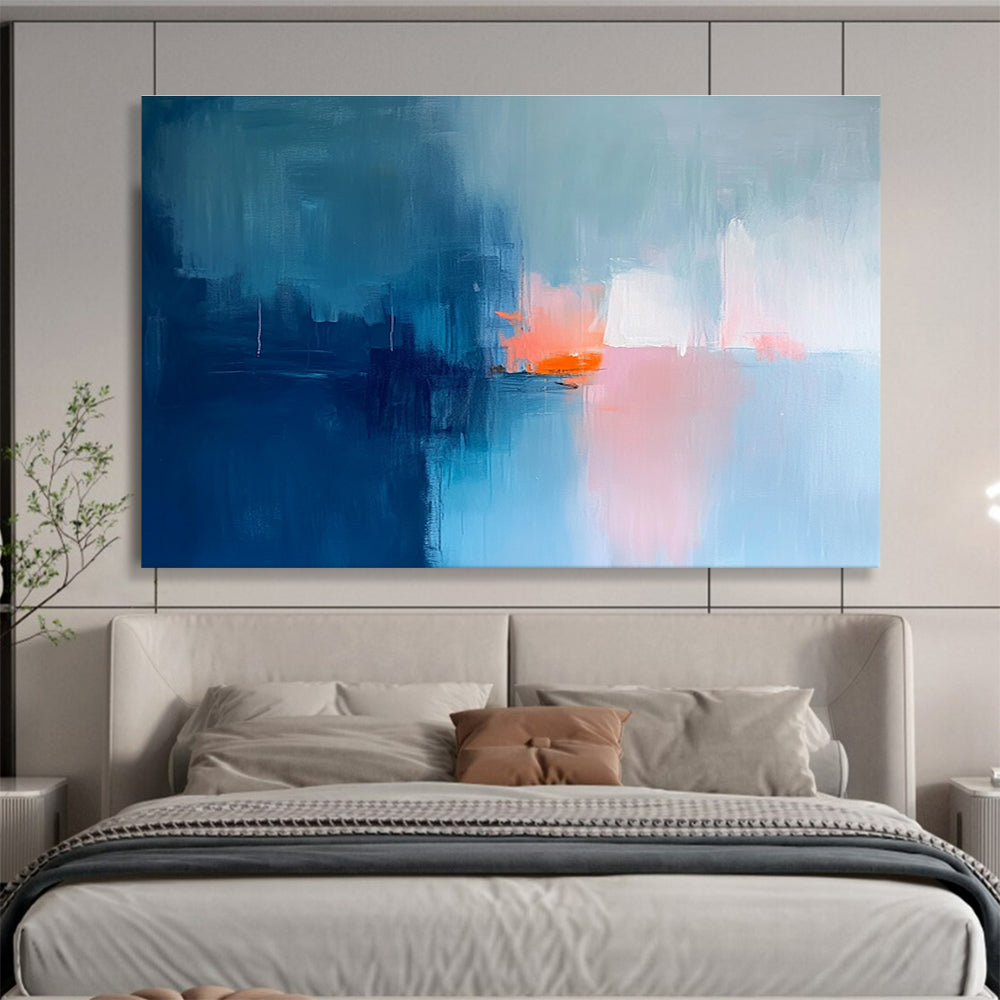 Blue - Toned Abstract with Coral Art for Coastal Home Office & Seaside Café SC253