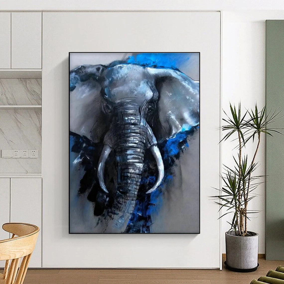 Blue - Accented Elephant Art for Safari Lodge & Wildlife Gallery DLZ2310