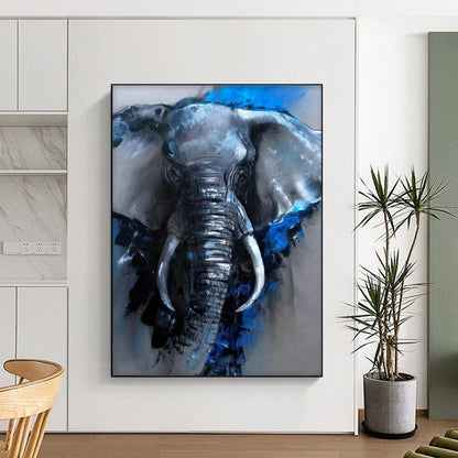 Blue - Accented Elephant Art for Safari Lodge & Wildlife Gallery DLZ2310