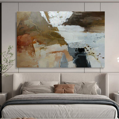Brown - White Abstract Art for Industrial - Chic Cafés DLZ2517