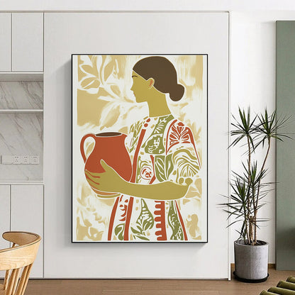 Woman with Jug Art for Cultural Center & Rustic Home Kitchen STSC1417