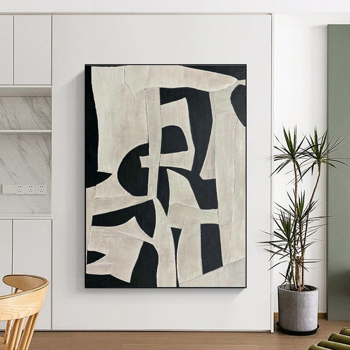 Black - White Geometric Art for Contemporary Office Breakout Areas DLZ0219