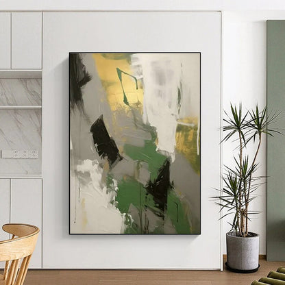 Green - Gray - Gold Abstract Art for Eco - Friendly Home & Wellness Center DLZ1697