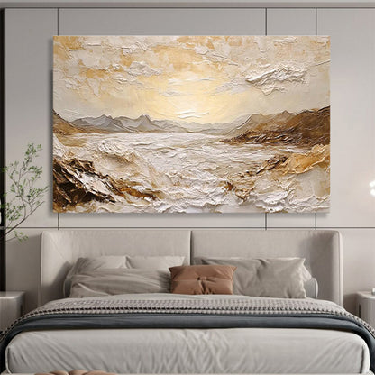 3D Golden Landscape Art for Luxe Living Room with Earthy Tones DLZ2842