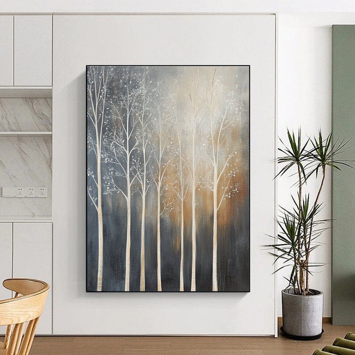 White Trees with Details for Rustic Home Office & Cozy Reading Nook STSC354