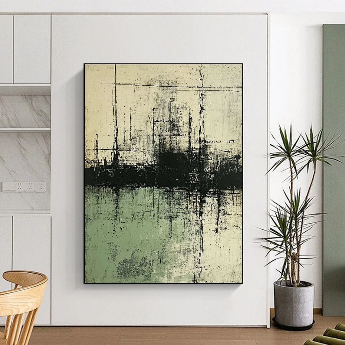 Black - Green Industrial Landscape Art for Factory - Themed Bar & Art - Inspired Manufacturing Office STSC139