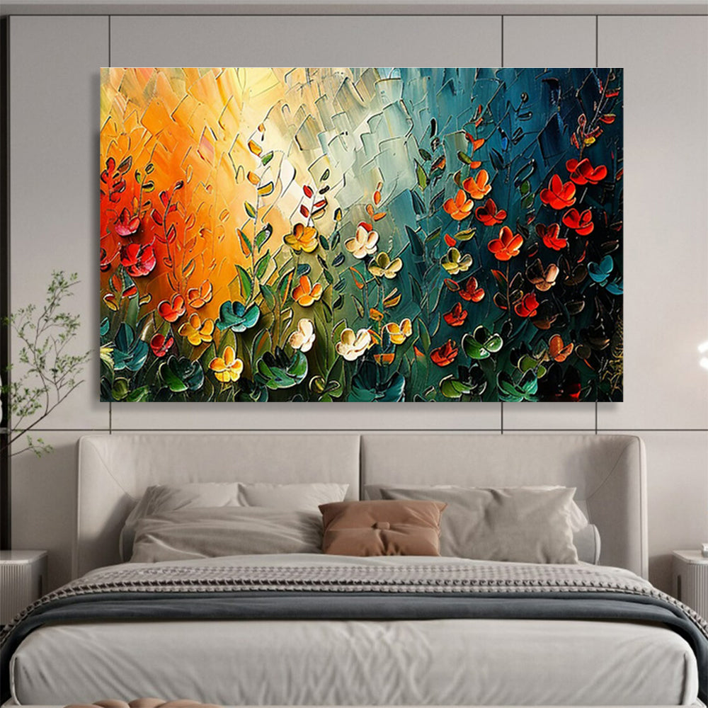 Vivid Floral Field Art for Inspirational Yoga Studio DLZ3071