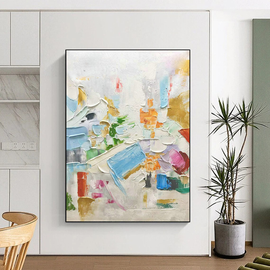 Thick - Painted Color Abstract Art for Creative Coworking Space & Eclectic Home Living Room DLZ1607