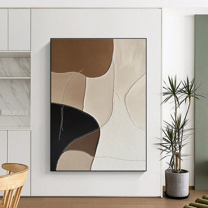 Brown and Beige Abstract Forms Art for Minimalist Living Room & Sophisticated Office Reception STSC1337