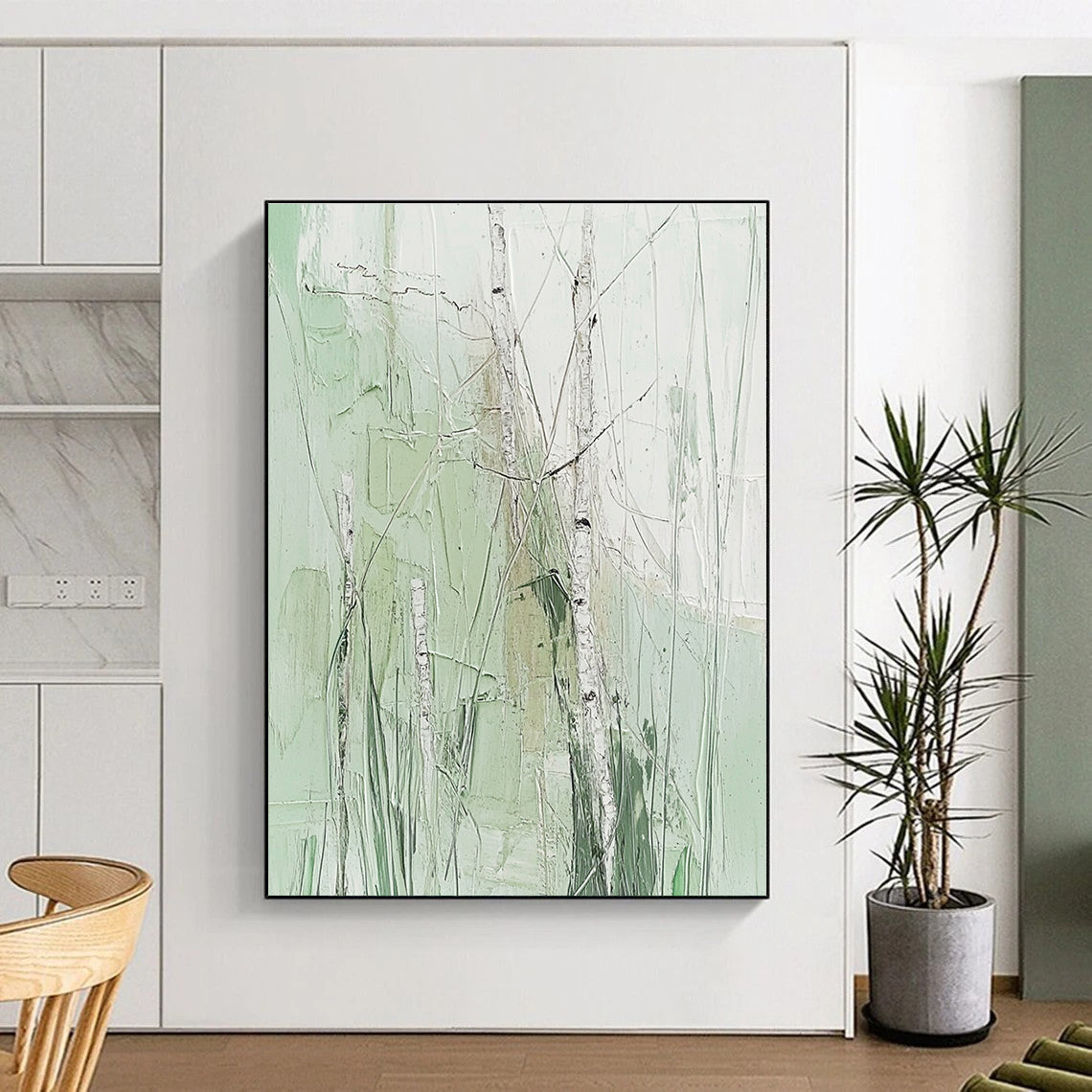Green Birch Forest Abstract for Nature - Inspired Bedroom & Eco - Friendly Office STSC300