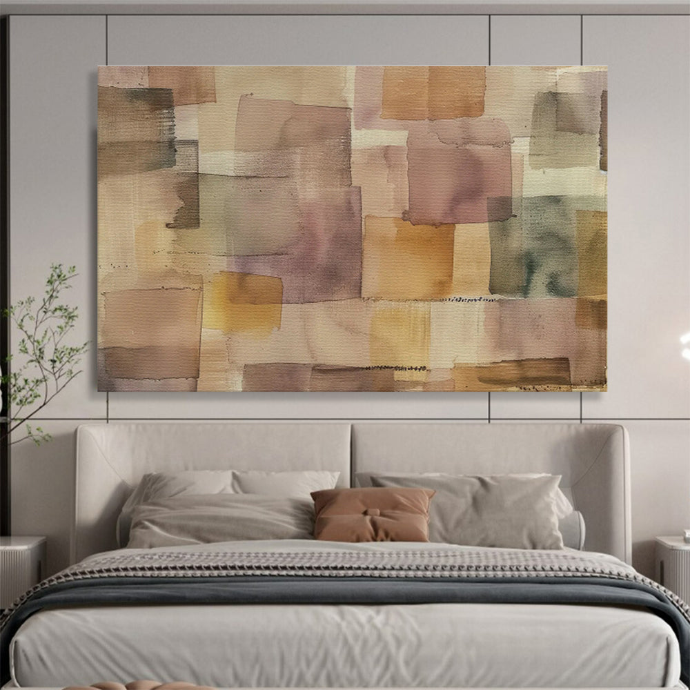 Warm Brown Collage Abstract Art for Rustic - Chic Living Room DLZ2976