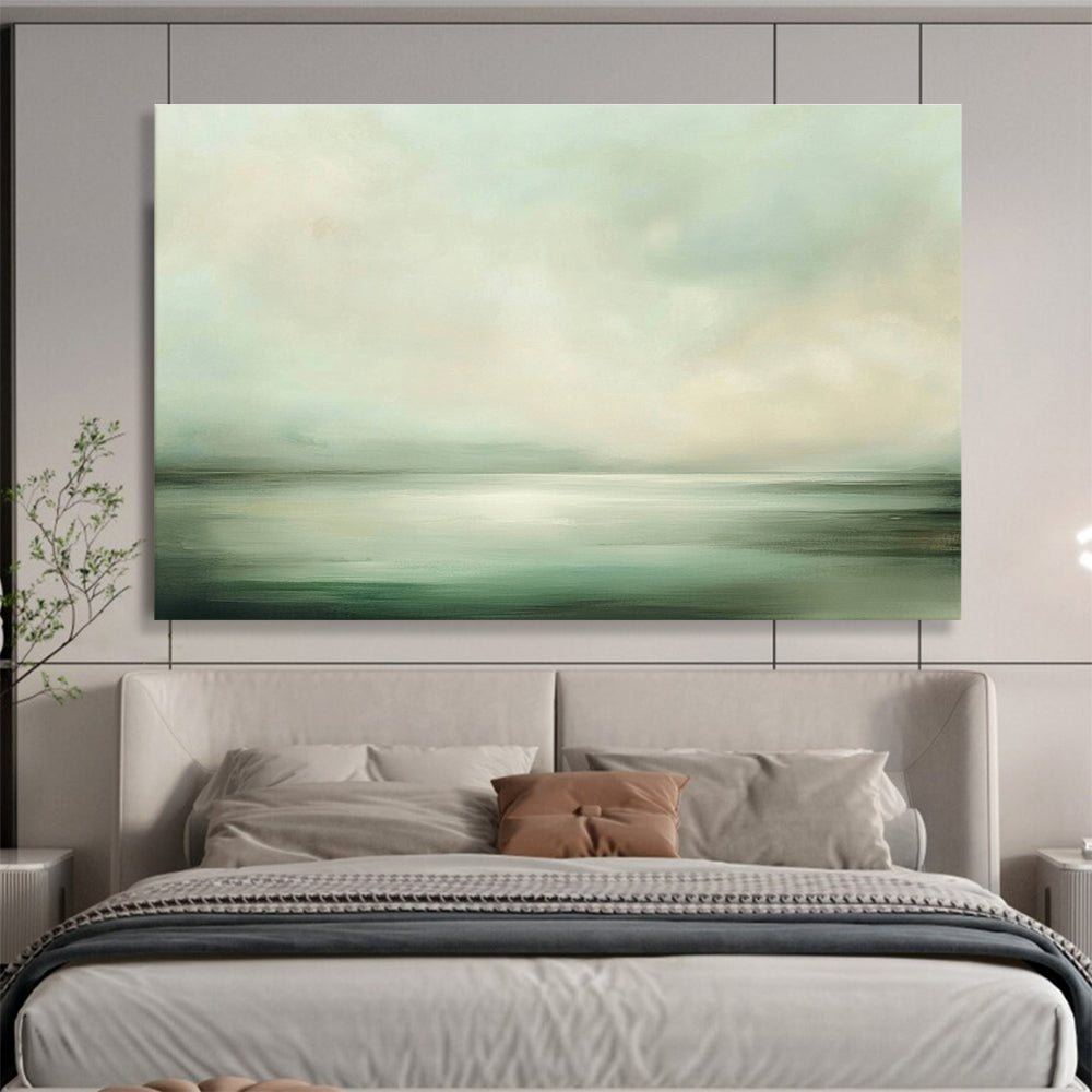 Misty Sea Green Art for Coastal Spa & Minimalist Bedroom SC070