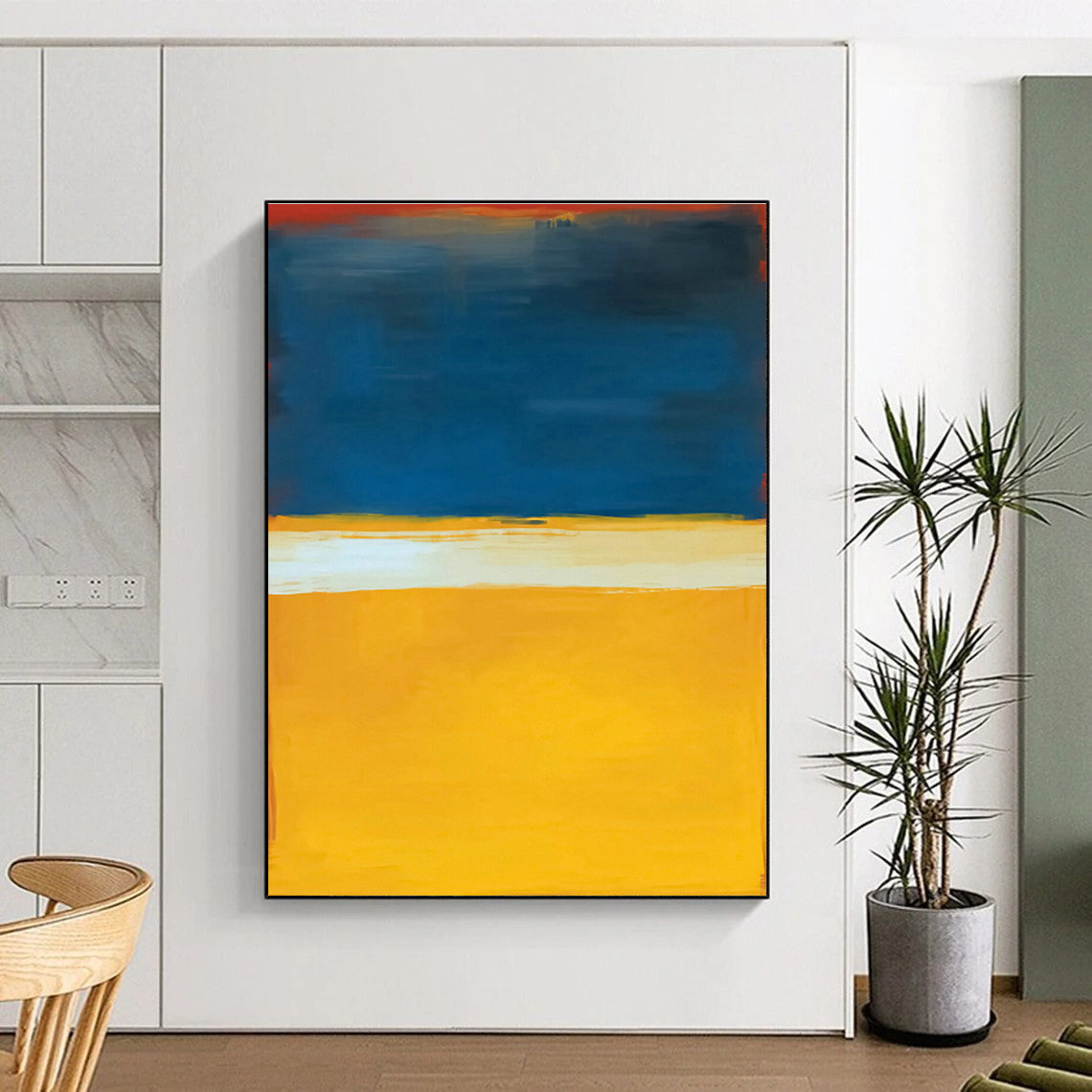 Blue - Yellow - White Abstract Art for Living Room & Bedroom DLZ0451