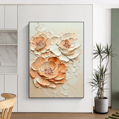 3D Peach Flower Abstract for Luxury Hotel Suite & Elegant Home Dining Room STSC453