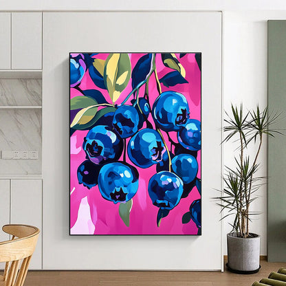 Blueberries on Pink for Gourmet Kitchen & Modern Fruit - Themed Café STSC1226