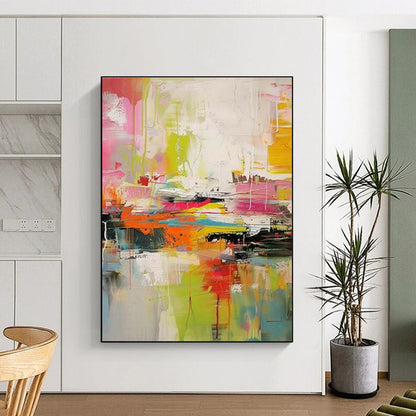 Pink - Green Abstract Painting for Bedroom & Living Room DLZ0367