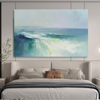 Soft - Hued Sea Abstract Art for Coastal Wellness Center & Beach House Bedroom SC047