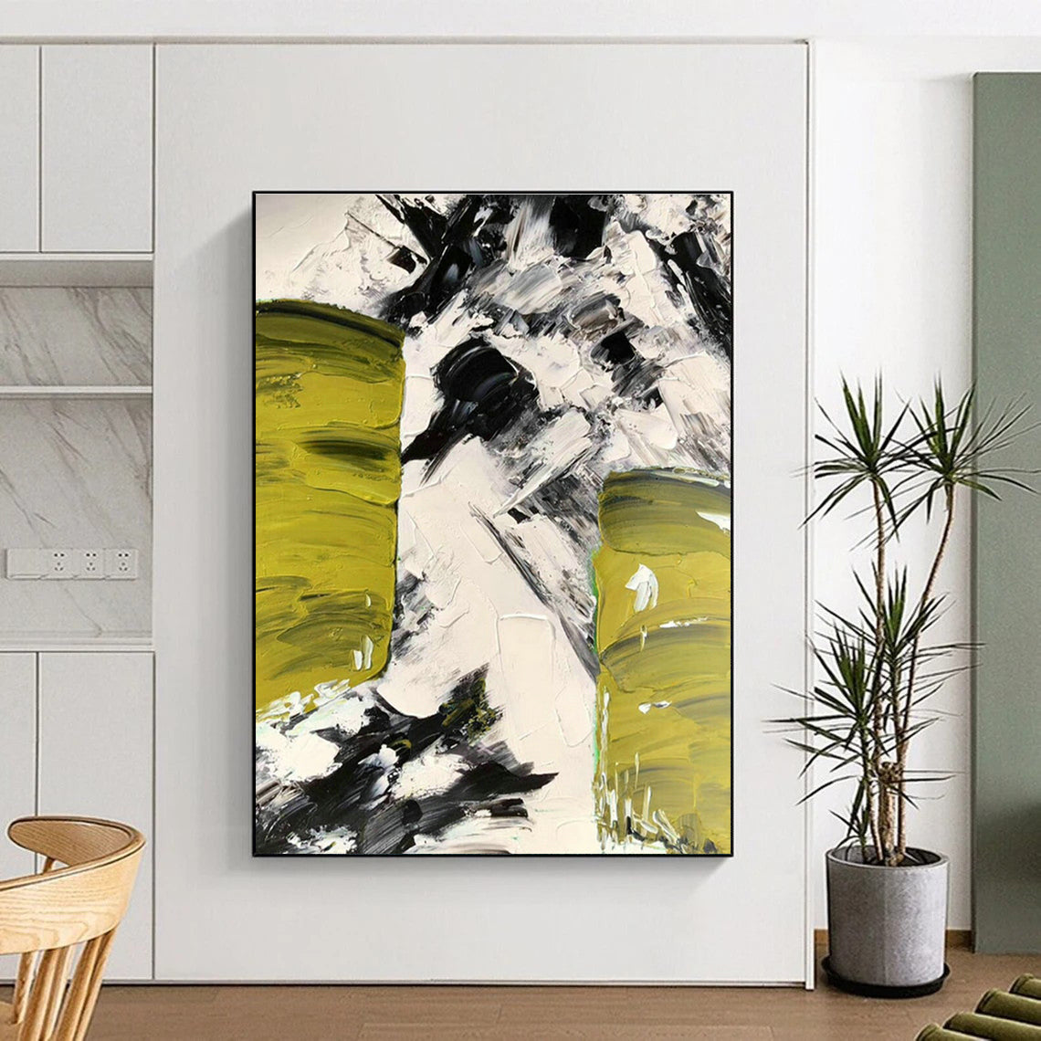 Green - Black - White Block Art for Living Room & Art Studio DLZ0483