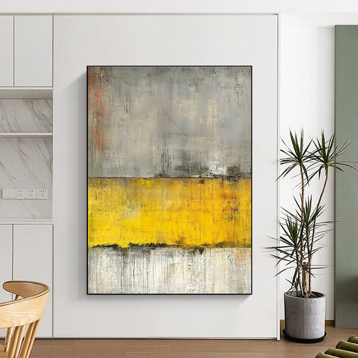 Gray and Yellow Abstract for Modern Workplace & Art - Centric Lounge STSC233