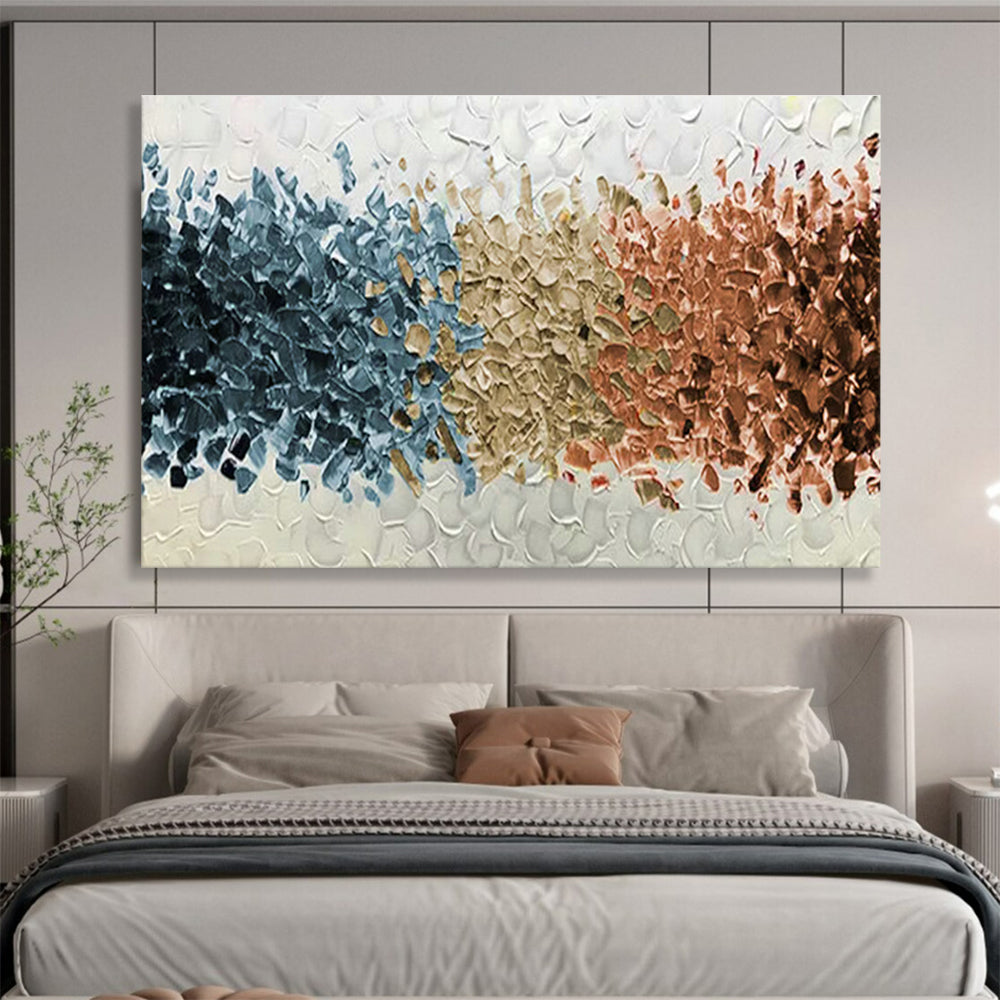 Textured Tri - Color Abstract Art for Minimalist Scandinavian Bedrooms DLZ3075