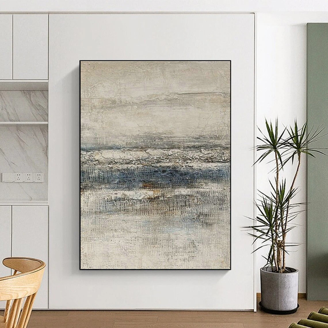 Gray - White - Blue Textured Art for Coastal Art Gallery & Nautical - Themed Home DLZ1853
