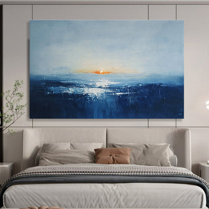 Subtle Sunset Seascape Art for Coastal Home Library & Serene Waiting Room SC106