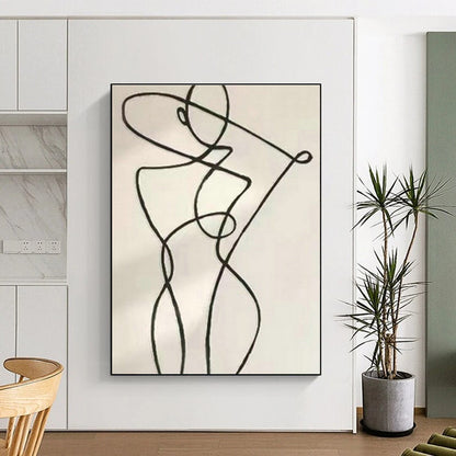 Continuous Line Figure Art for Modern Dance Studio & Minimalist Home DLZ2056