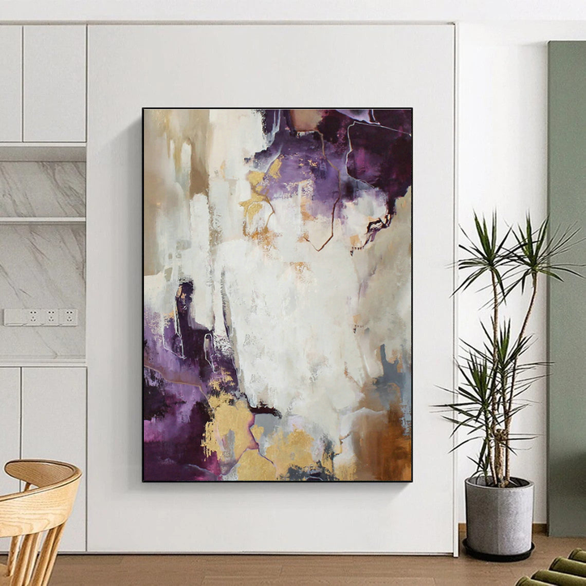 Purple and Gold Abstract Art for Boutique Hotel Suite & Art Deco - Inspired Bar DLZ1016