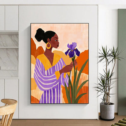 Woman with Purple Flower for Boho - Chic Living Room & Feminine Art Space STSC535