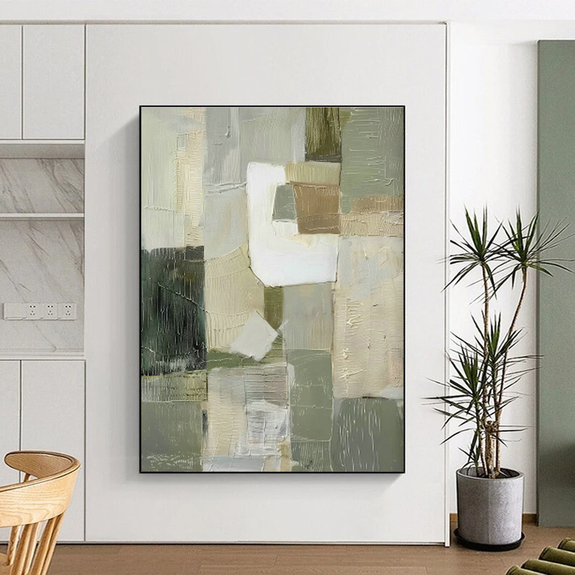Gray - White Abstract Blocks Art for Modern Office & Contemporary Art Gallery DLZ0708