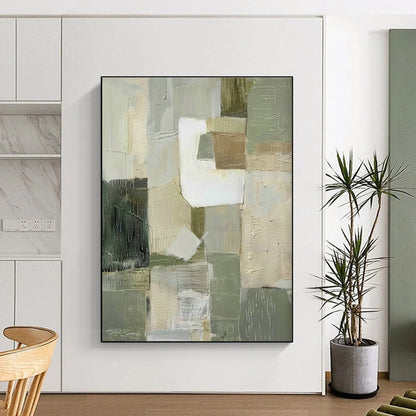 Gray - White Abstract Blocks Art for Modern Office & Contemporary Art Gallery DLZ0708