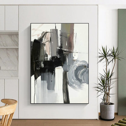 Black - Gray - White Abstract Art for Gallery - Style Home Office & Monochrome Art Gallery DLZ1278